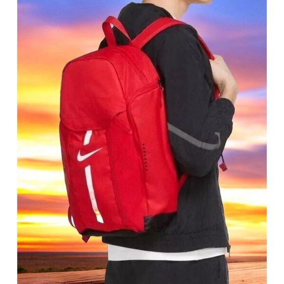 Nike Academy Sports Team Backpack Red Baseball Soccer Football School Bag New - Picture 2 of 14